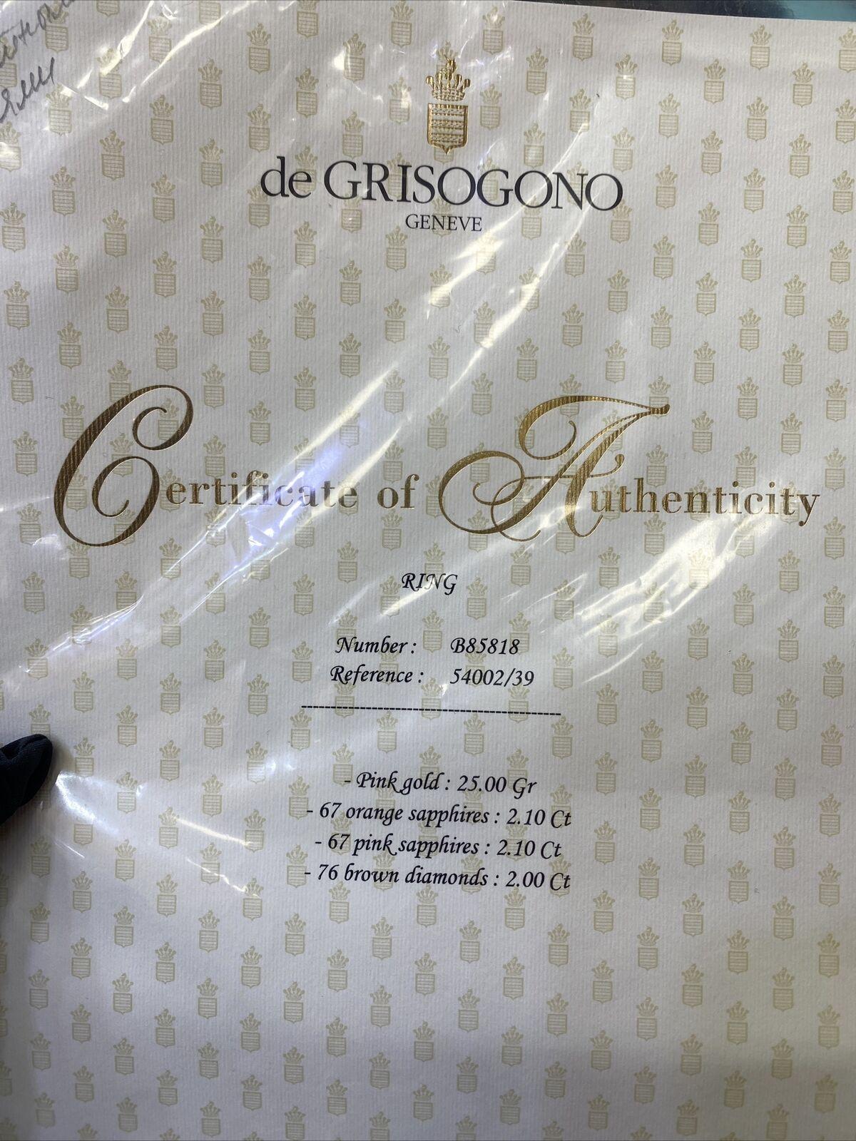 Women's or Men's De Grisogono Allegra Diamond Orange Pink Sapphire Gold Ring  For Sale