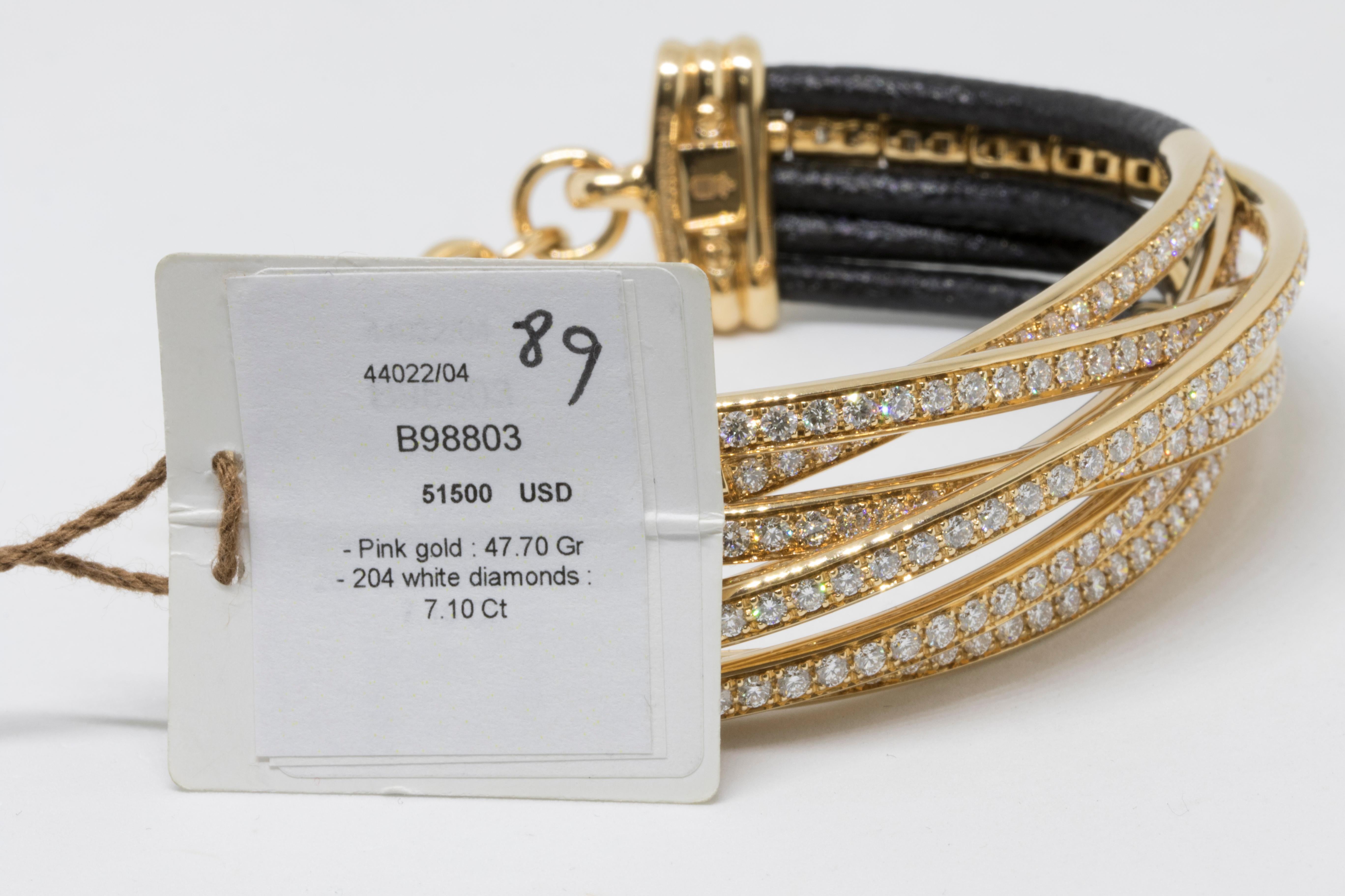 de GRISOGONO Allegra Pink Gold and Diamond Bracelet In New Condition For Sale In New York, NY