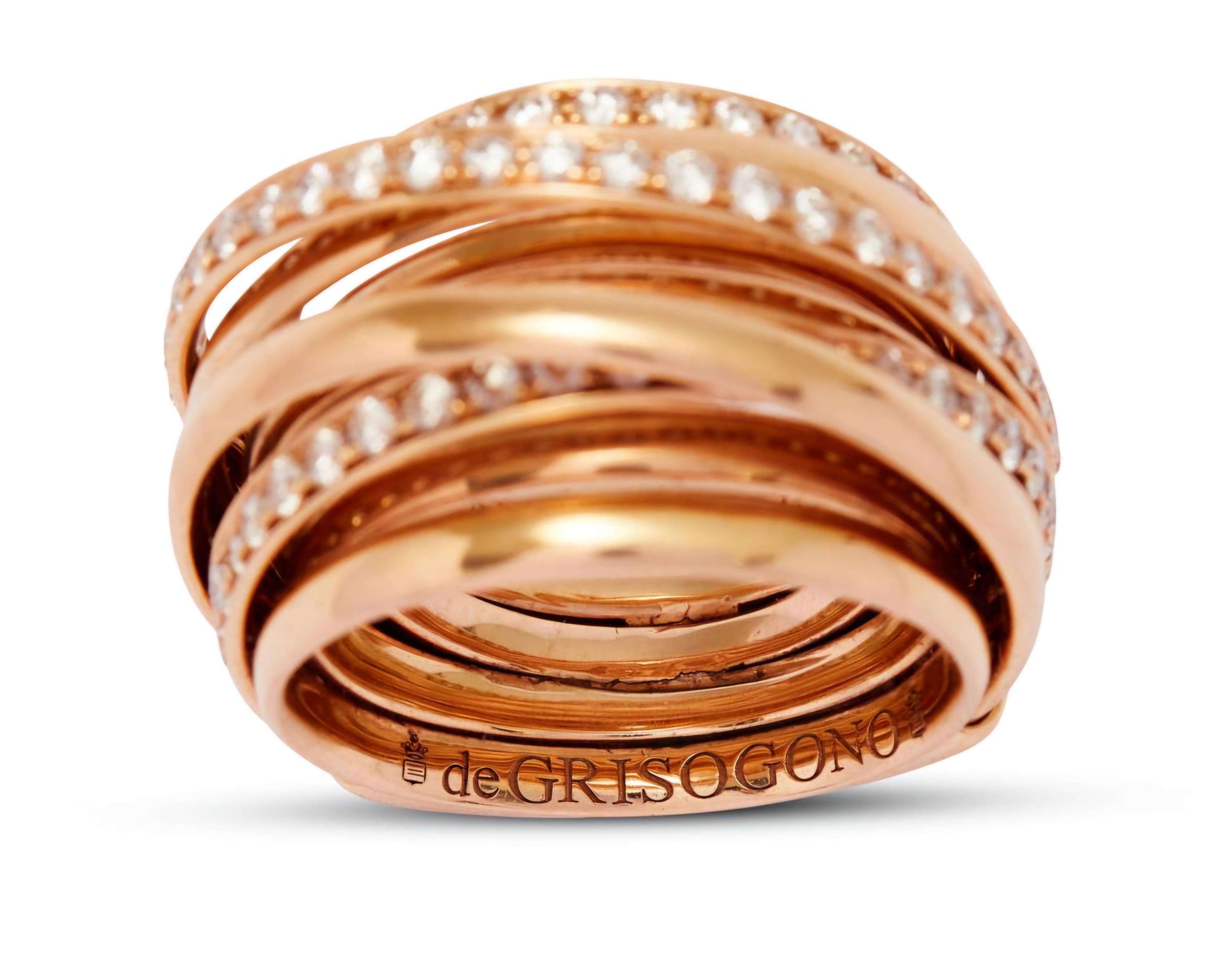 DE GRISOGONO - Allegra ring in rose gold and diamonds In Excellent Condition In PARIS, FR