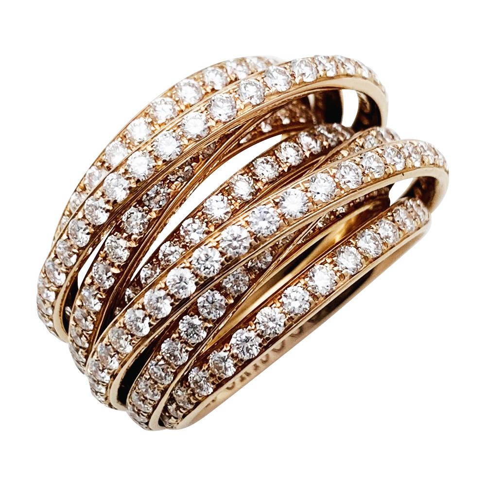 Taille ronde De Grisogono, bague Allegra en or rose, diamants