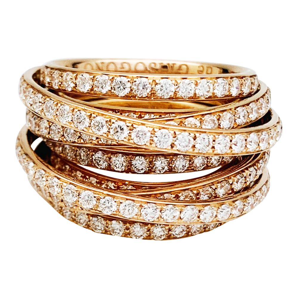 De Grisogono Allegra Rose Gold Ring, Diamonds In Excellent Condition In Paris, IDF