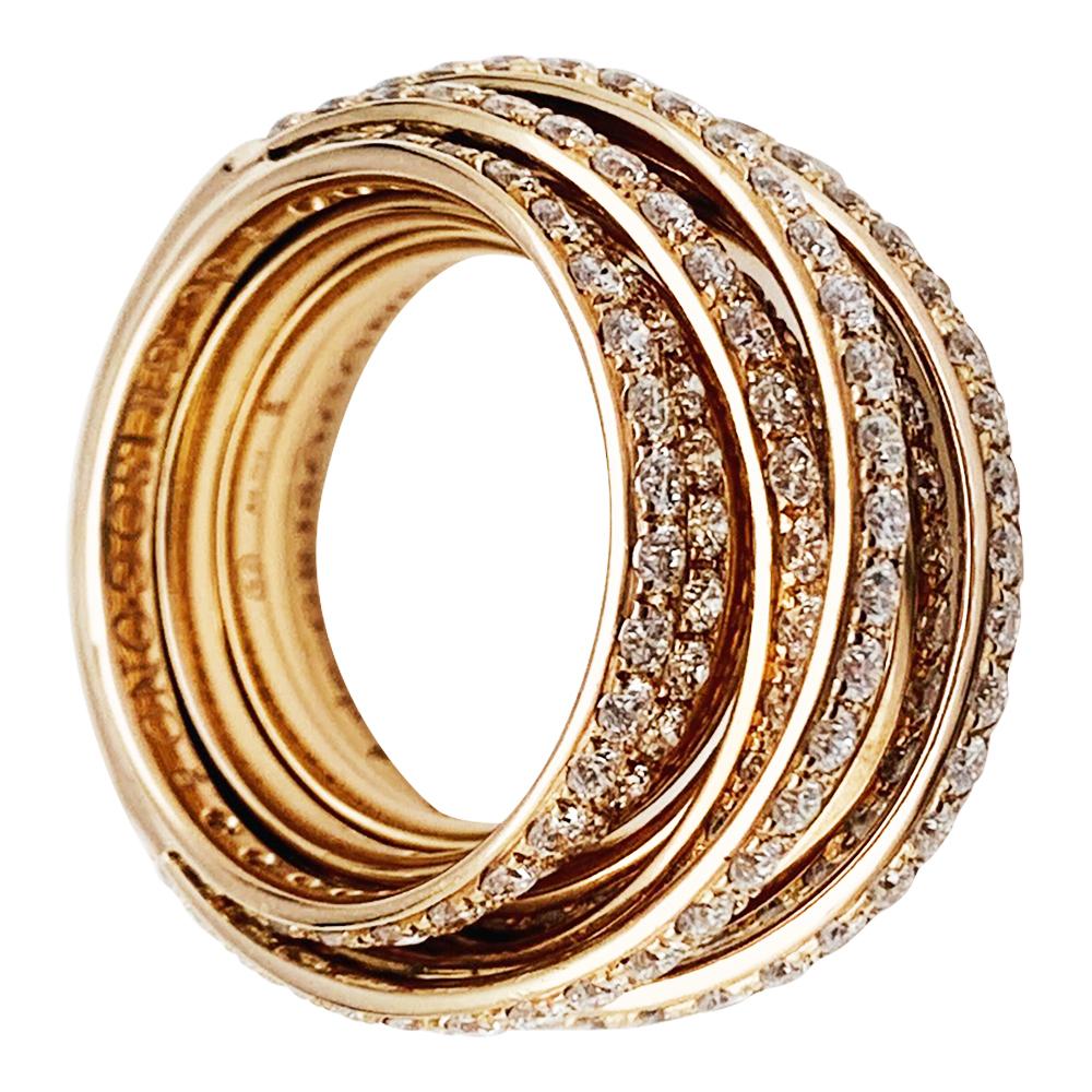 Women's or Men's De Grisogono Allegra Rose Gold Ring, Diamonds