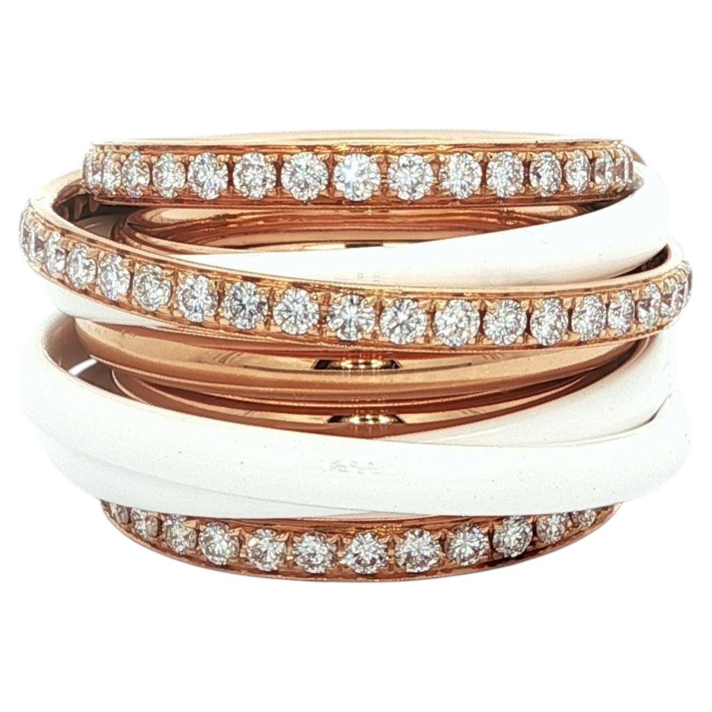 De Grisogono Allegra Ring aus weißer Keramik und Diamanten 18K Rose Gold