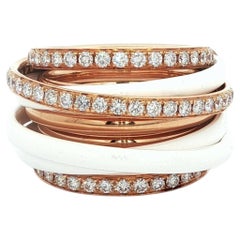 De Grisogono Allegra White Ceramic & Diamond Ring 18K Rose Gold