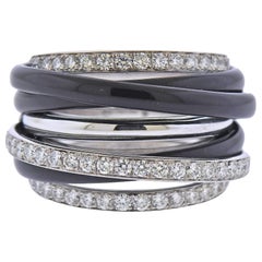 De Grisogono Bague Allegra en or blanc et céramique noire avec diamants