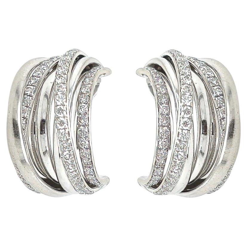 Boucles d'oreilles demi-anneaux en or blanc serties de diamants « Allegra » de Grisogono