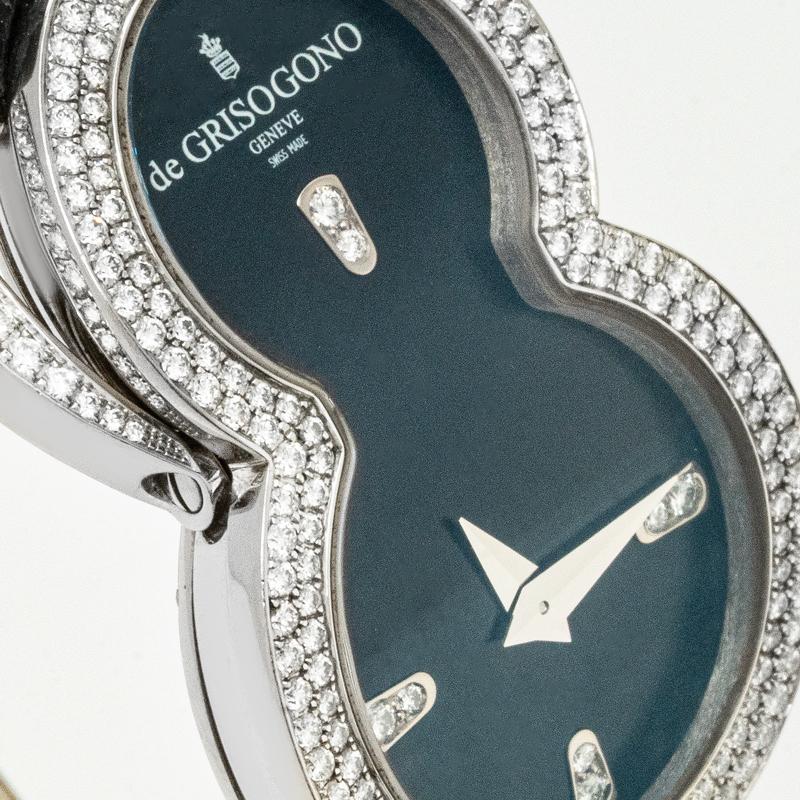 Taille ronde De GRISOGONO Be Eight Or blanc 18k Cadran diamant noir S07 en vente