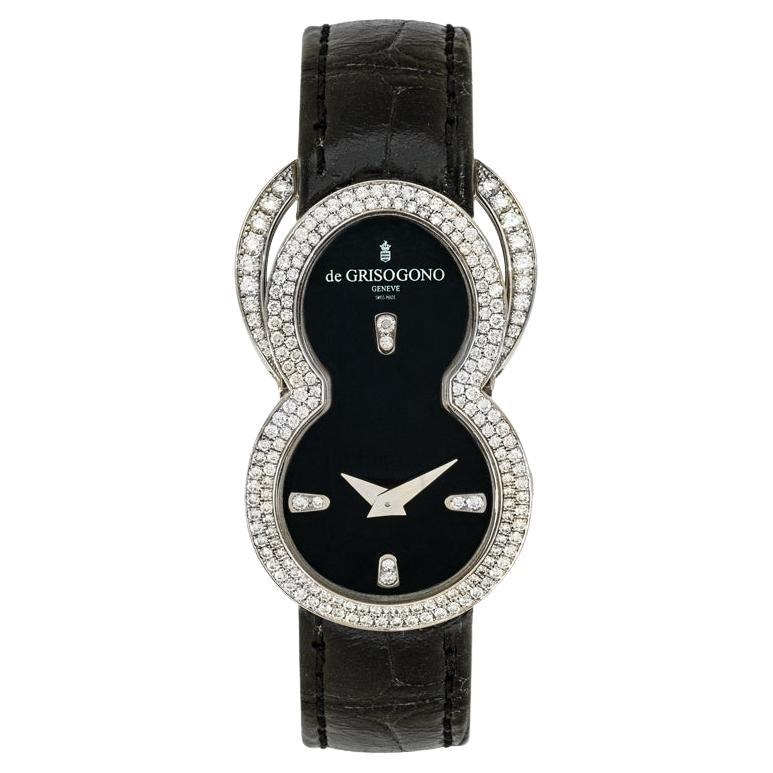 De Grisogono Be Eight 18k White Gold Black Diamond Dial S07