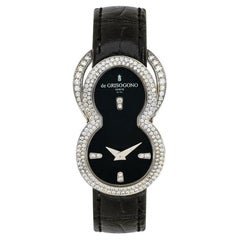 De GRISOGONO Be Eight Or blanc 18k Cadran diamant noir S07
