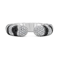 De Grisogono Black & White Diamond Cuff Bangle Bracelet in White Gold