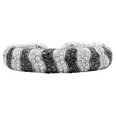 De Grisogono Black and White Diamond Cuff Bangle Bracelet in White Gold