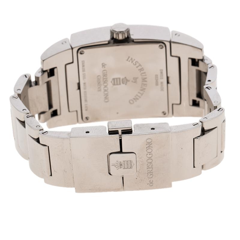 De Grisogono Black Dial Stainless Steel Diamonds Tino Acier Women's Wristwatch 2 In Good Condition In Dubai, Al Qouz 2
