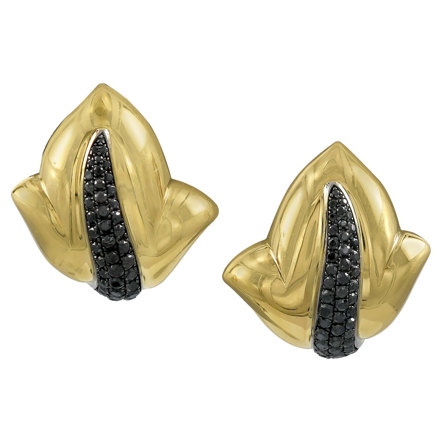 de Grisogono Black Diamond Gold Earrings For Sale