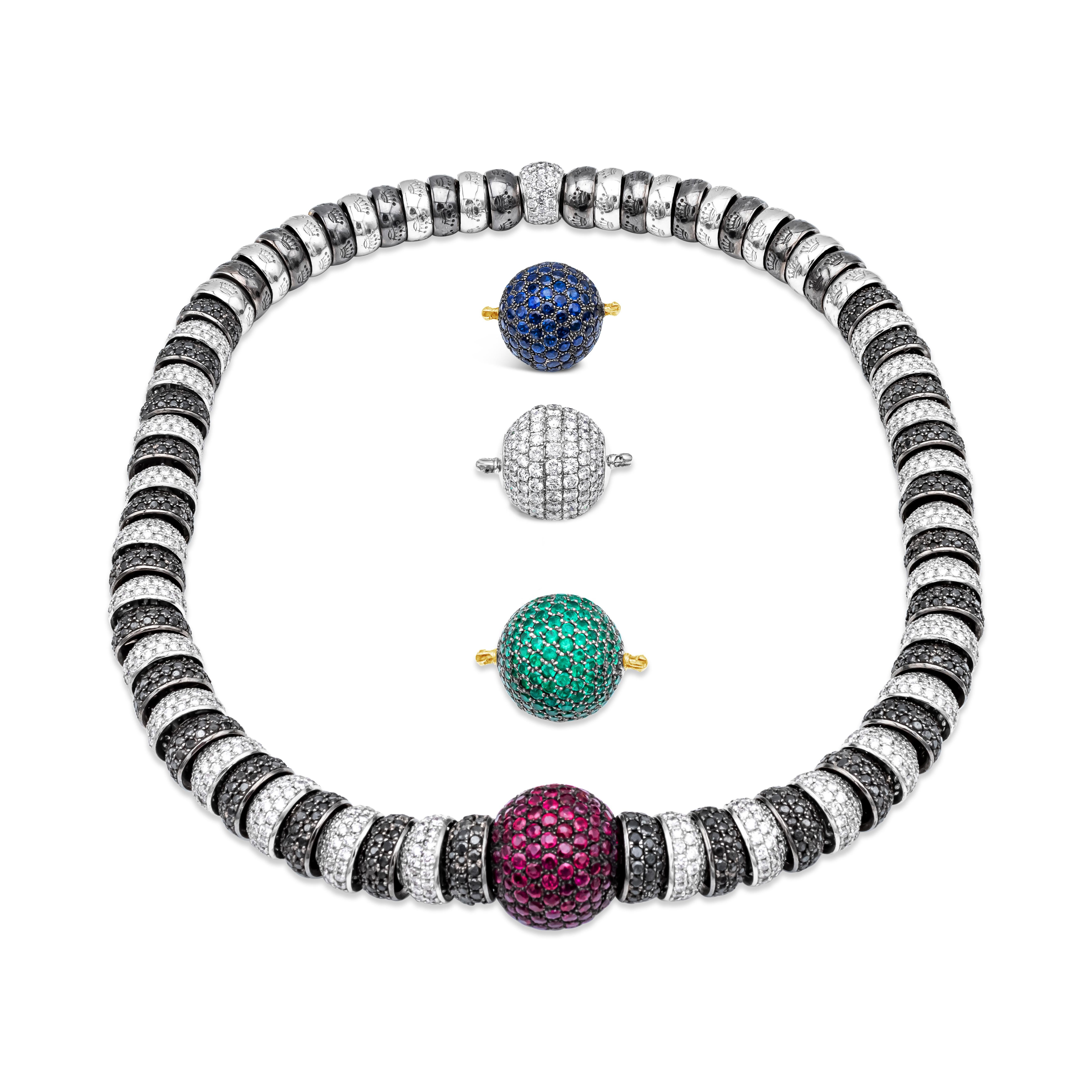 Contemporary De Grisogono Black & White Diamond Necklace with Interchangeable Center Piece  For Sale