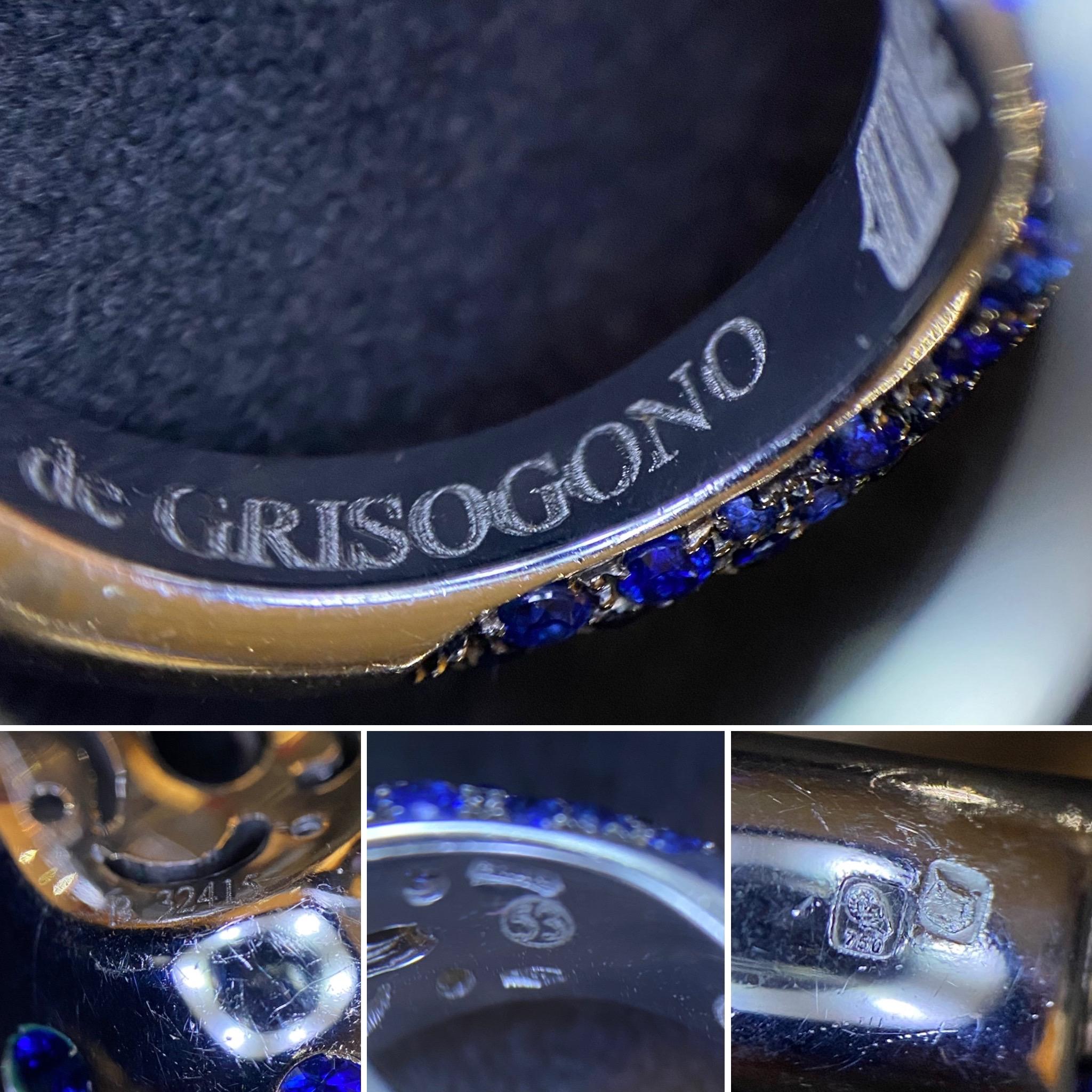 de GRISOGONO Blue Sapphire Pave Flush Serpent Snake Cocktail Ring White Gold For Sale 14