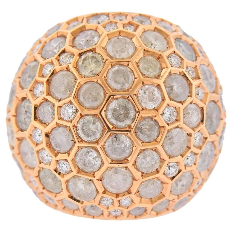 de Grisogono Boule 13.05 Carat Diamond Rose Gold Dome Ring For Sale