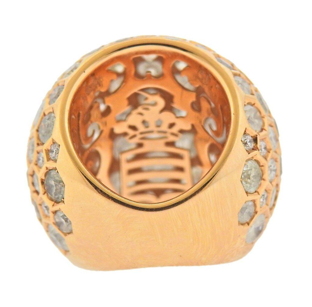 Round Cut de Grisogono Boule 13.05 Carat Diamond Rose Gold Dome Ring For Sale