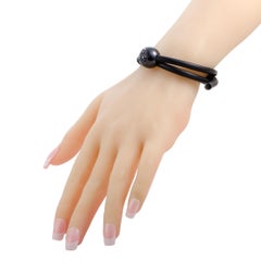 de Grisogono Boule 18 Karat White Gold Diamond Black Leather Cord Bracelet