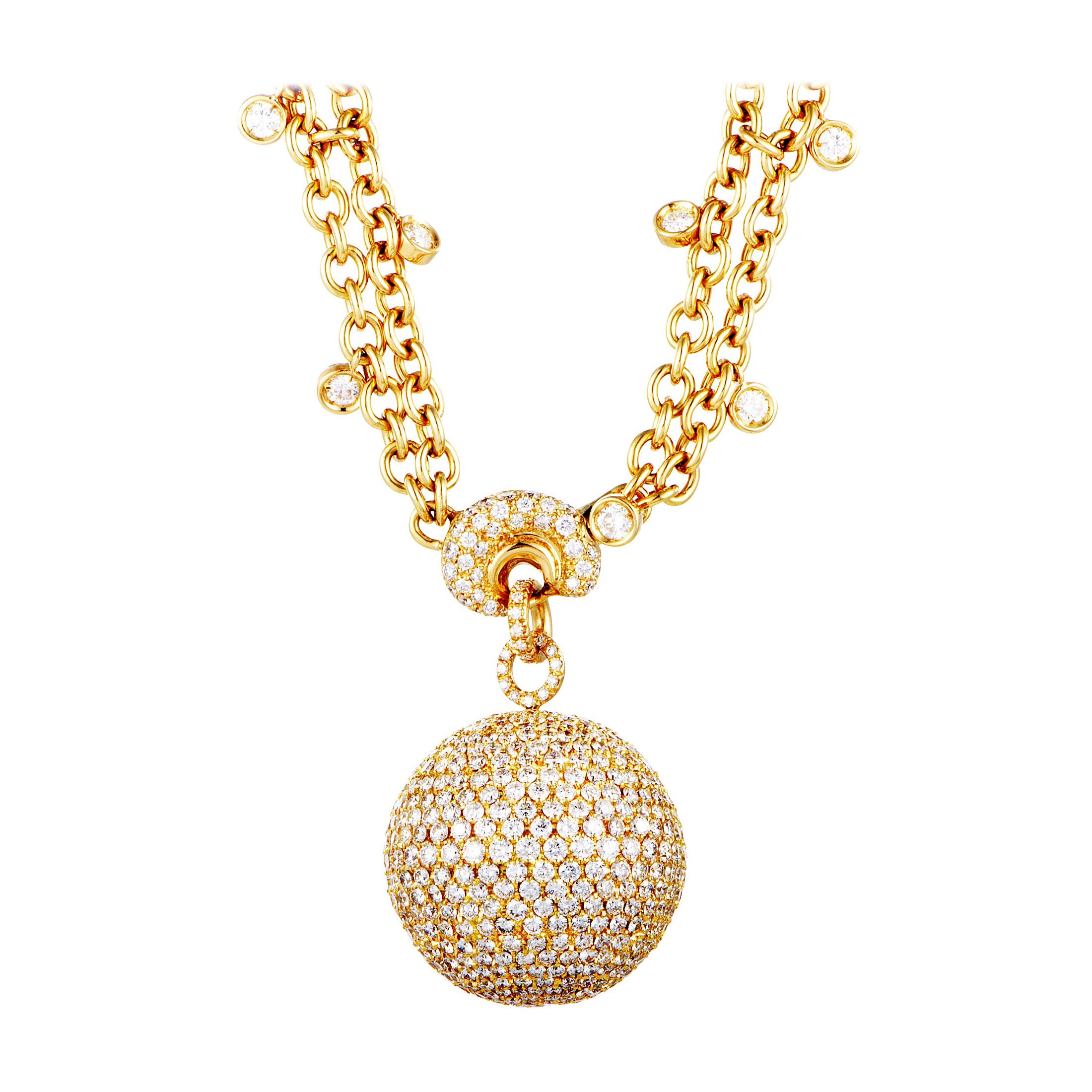 de Grisogono Boule Diamond Yellow Gold Necklace at 1stDibs