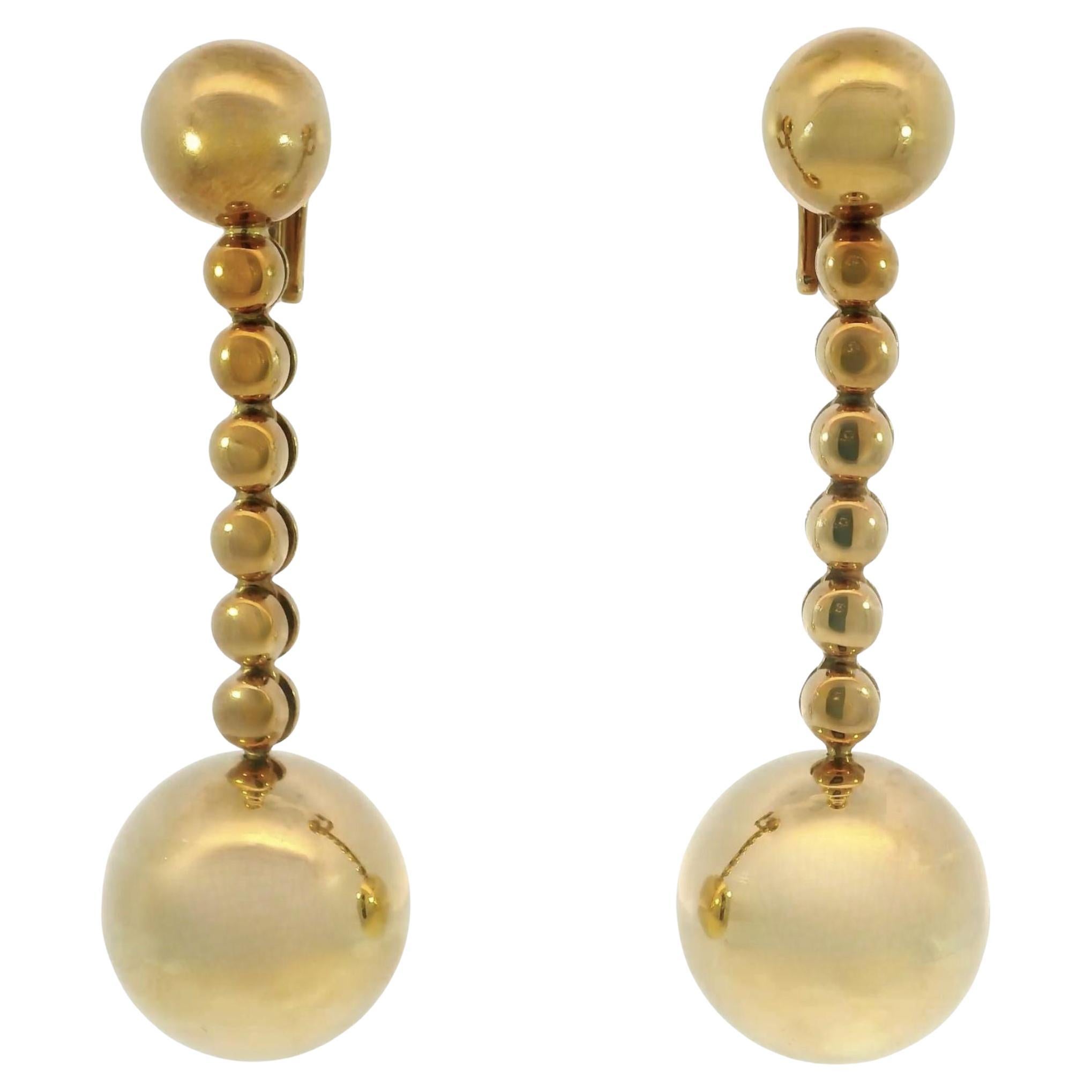 De Grisogono Boule Earrings 18K Yellow Gold Bead Dangle Earrings For Sale