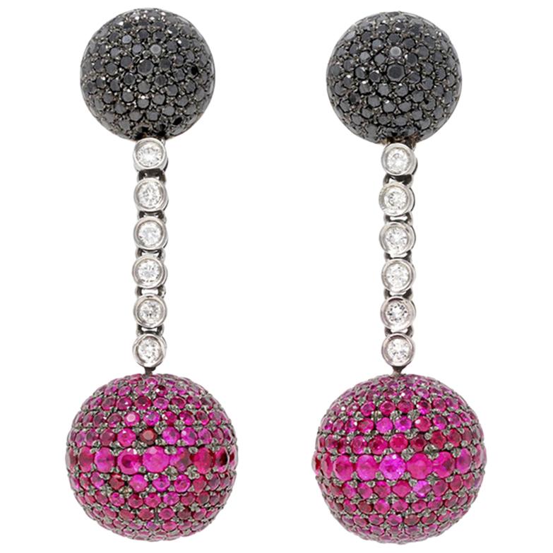 De Grisogono Boule Earrings with Ruby and Diamonds