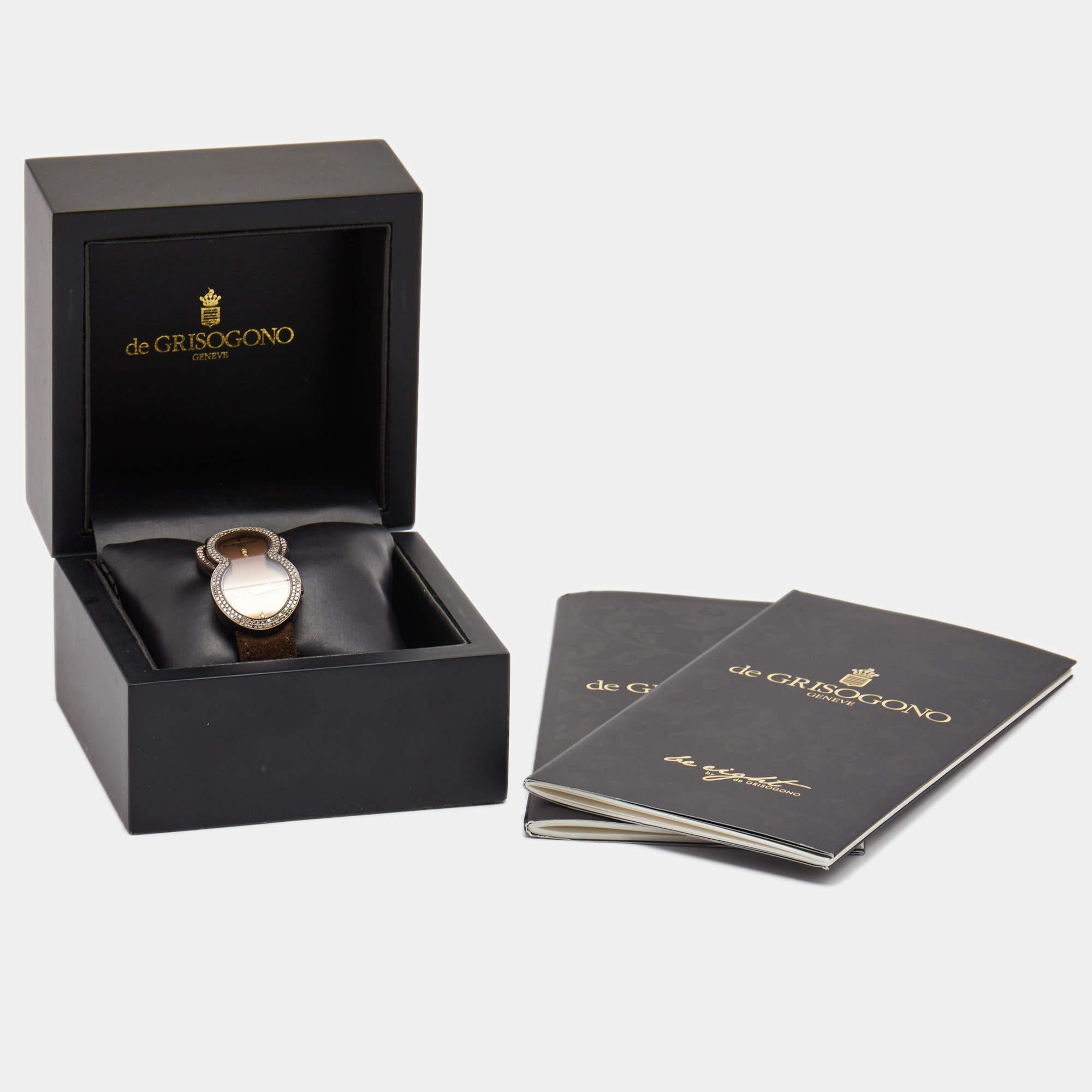De Grisogono Brown PVD Coated 18k Rose Gold Diamond Eight S05 Wristwatch 27 mm In Excellent Condition In Dubai, Al Qouz 2