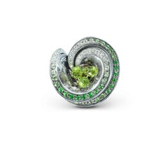 De GRISOGONO Chiocciola Bague en or blanc 18K Emeraude Tsavorite Péridot Diamant