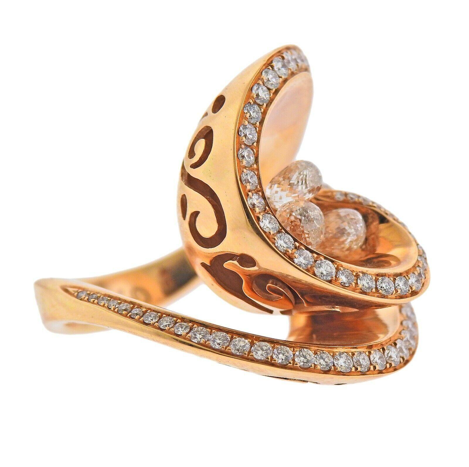 Anillo de oro con diamantes de 2,37 quilates De Grisogono Chiocciolina Corte Briolette en venta