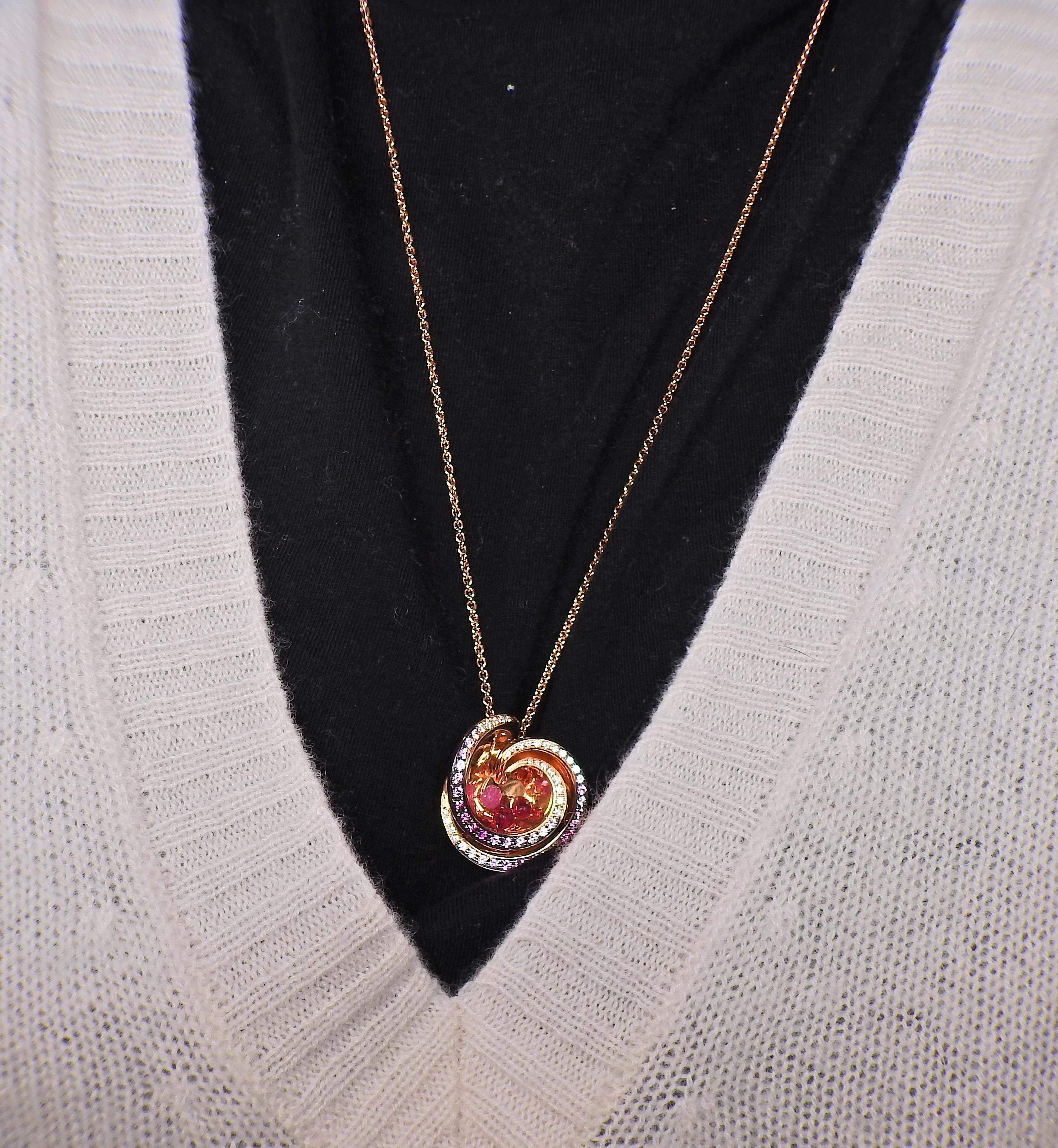 De Grisogono Chiocciolina Diamante Zafiro Rosa Rubelita Collar de Oro en Nuevo estado para la venta en Lambertville, NJ