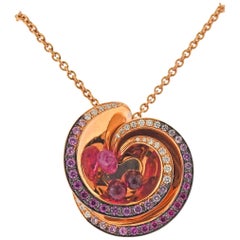 De Grisogono Chiocciolina Diamante Zafiro Rosa Rubelita Collar de Oro