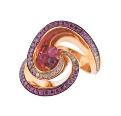 de Grisogono Chiocciolina Gold Rubellite Pink Sapphire Diamond Ring
