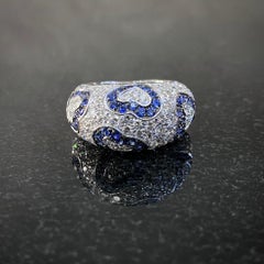 de GRISOGONO Coeur Sapphire Diamond Heart Pave Bombe Cocktail Ring White Gold