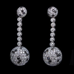 de GRISOGONO Colorless Black Diamond Boule Ball Drop Pendant Earrings White Gold