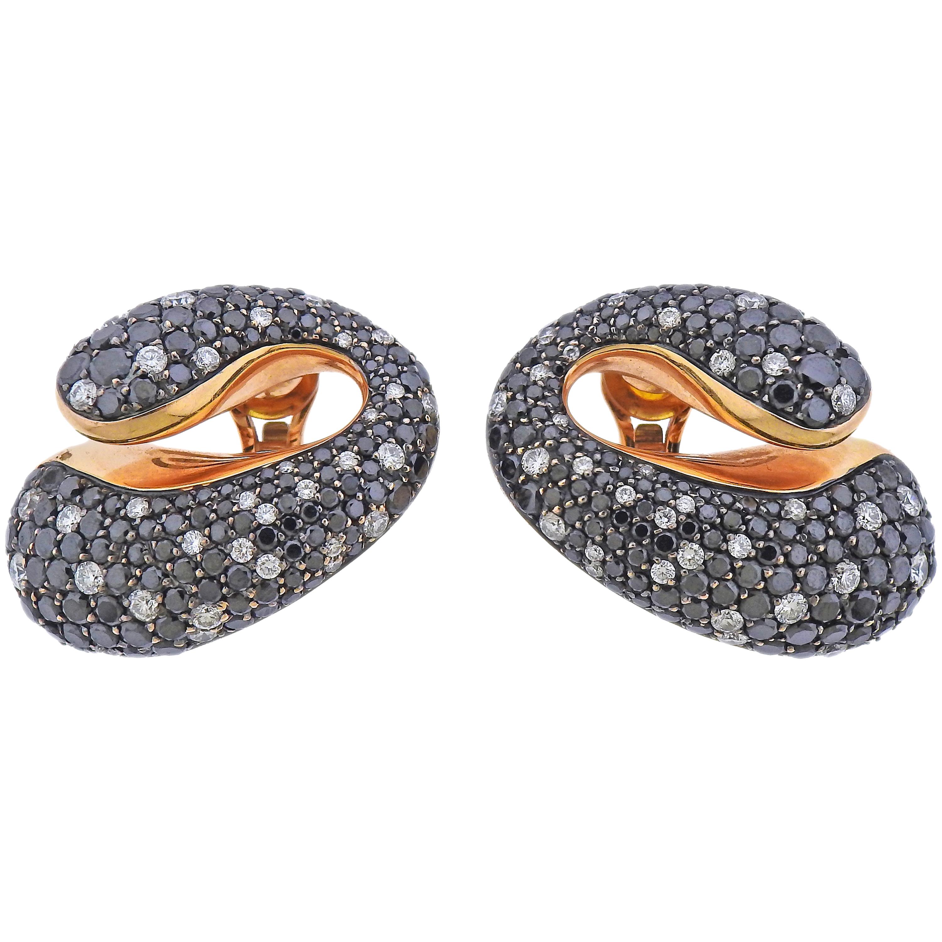 De Grisogono Contrario 11.70 Carat Diamond Rose Gold Earrings For Sale