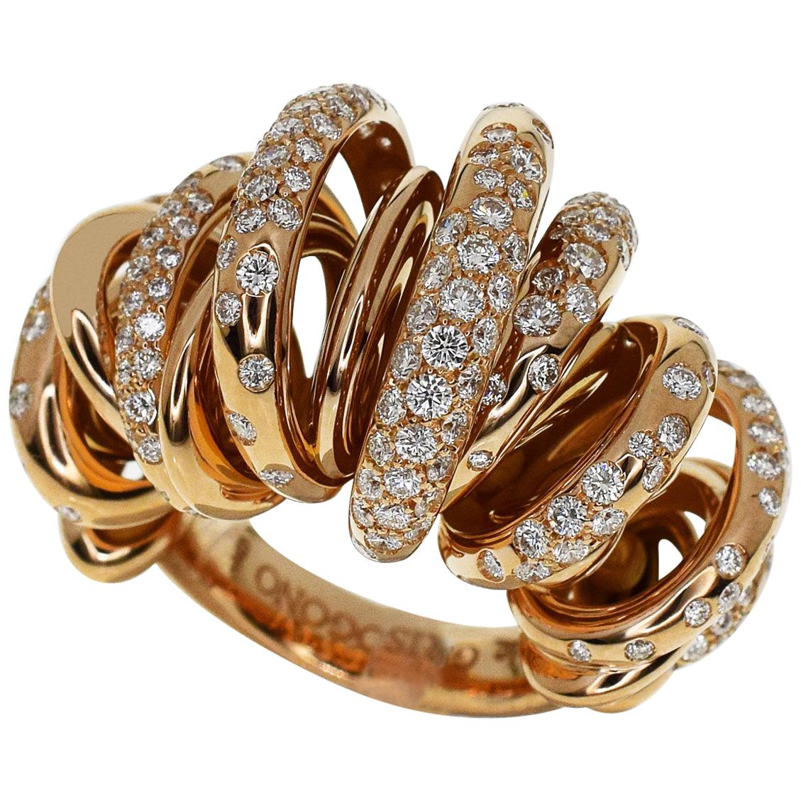 De Grisogono Diamond 18 Karat Pink Gold Sole Ring