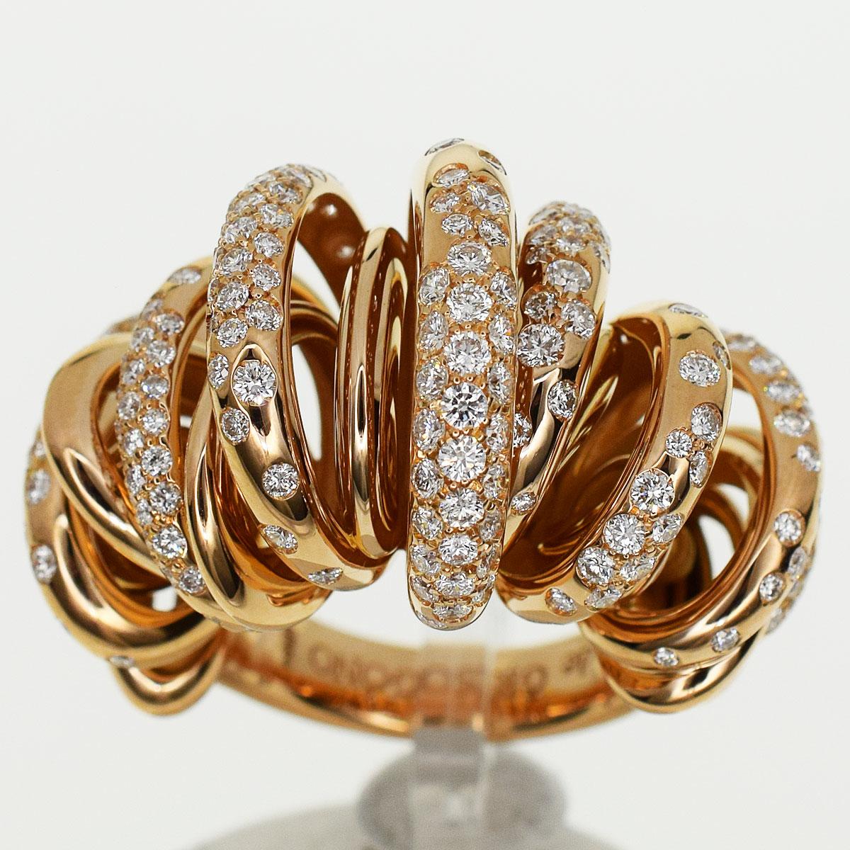 Brand:de GRISOGONO
Name:Sole Ring
Material:Diamond, K18 750 PG pink gold
Weight:18.0g（Approx)
Ring size:British & Australian:M  /   US & Canada:6 1/4 /  French & Russian:52 /  German:16 1/2 /  Japanese:  12 /Swiss: 12