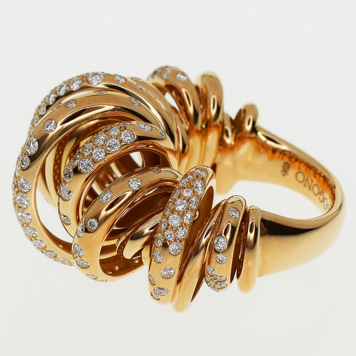 De Grisogono Diamond 18 Karat Pink Gold Sole Ring In Good Condition In Tokyo, JP