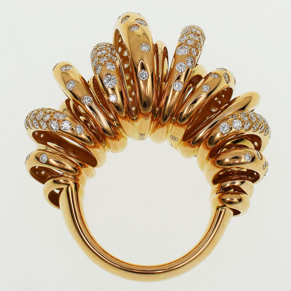 Women's De Grisogono Diamond 18 Karat Pink Gold Sole Ring