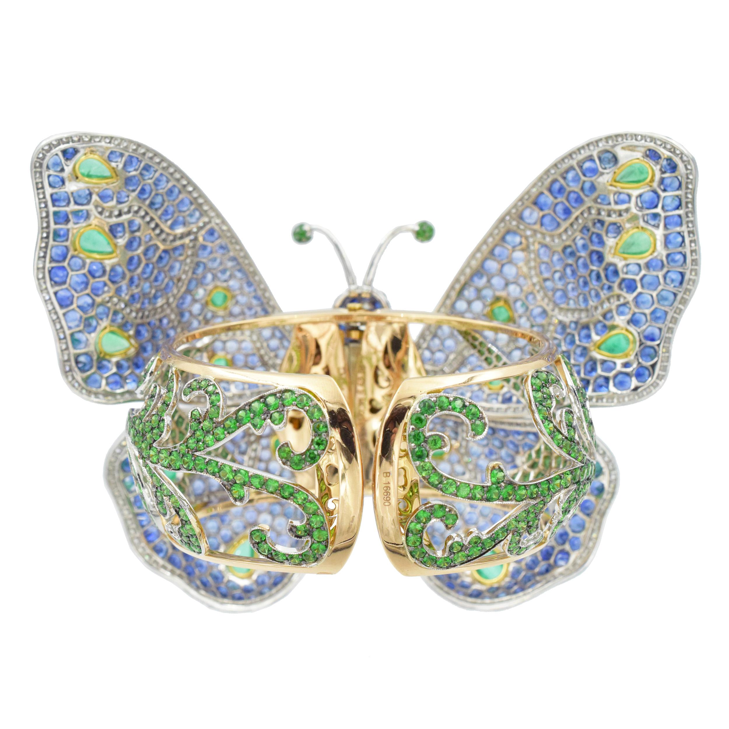 De Grisogono Diamond and Gemstone Butterfly Bangle For Sale 1