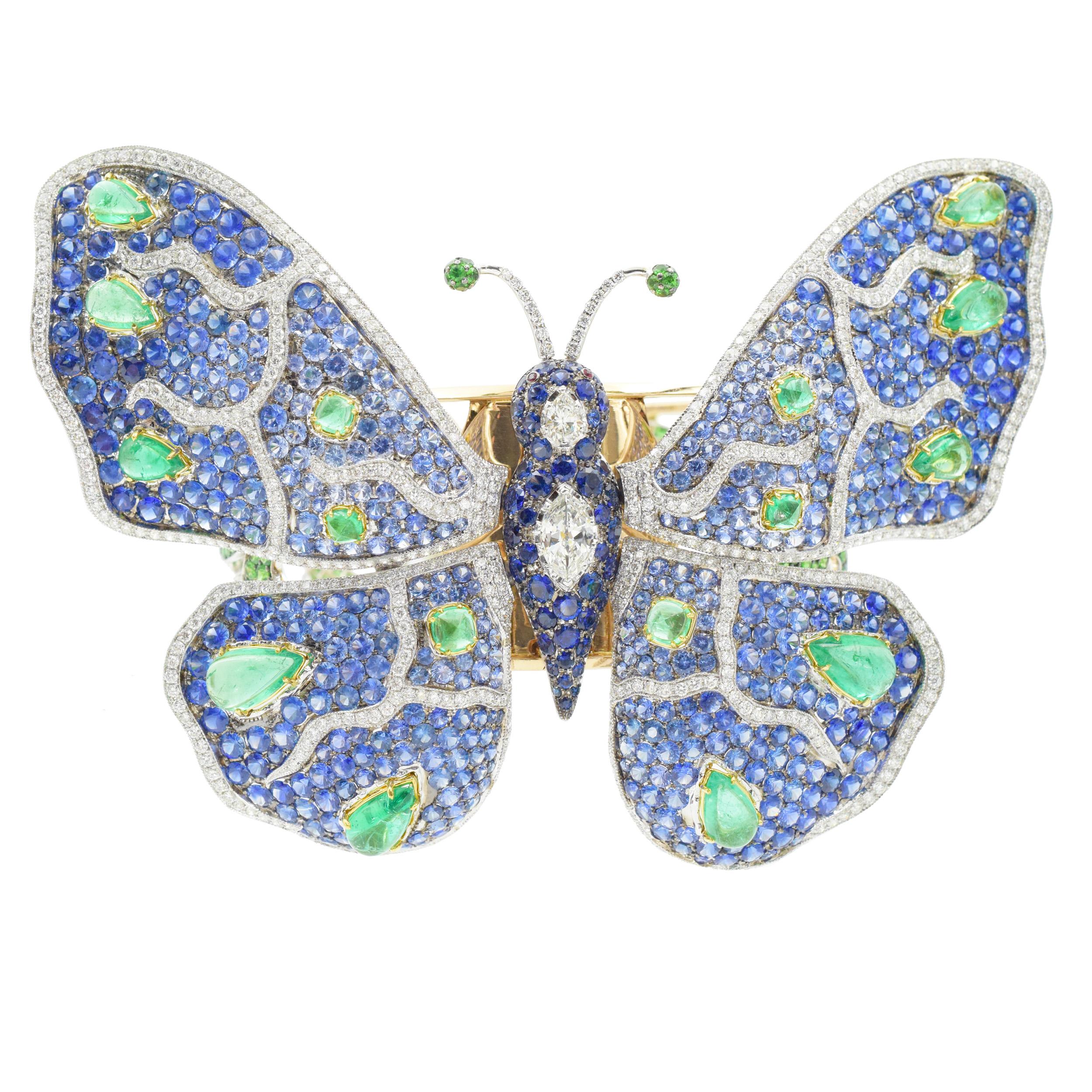 De Grisogono Diamond and Gemstone Butterfly Bangle For Sale 2