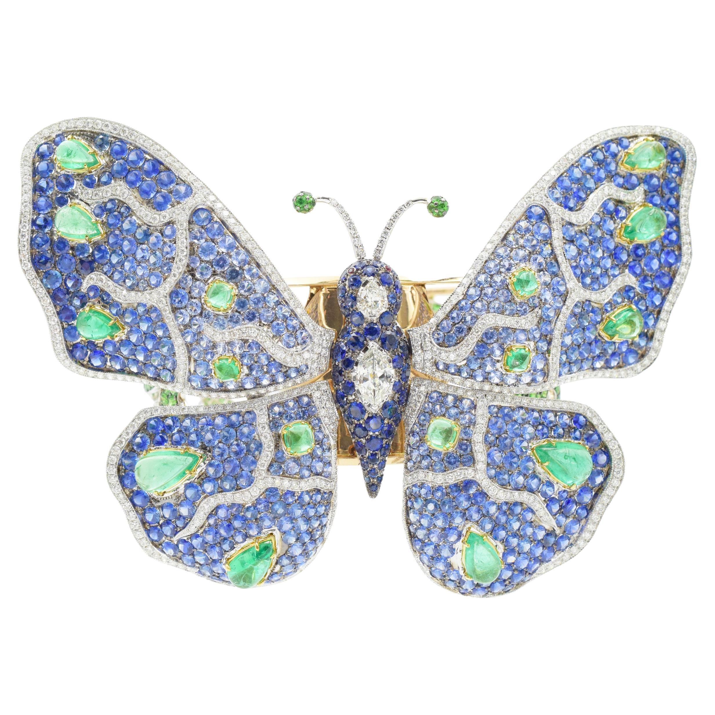 De Grisogono Diamond and Gemstone Butterfly Bangle For Sale