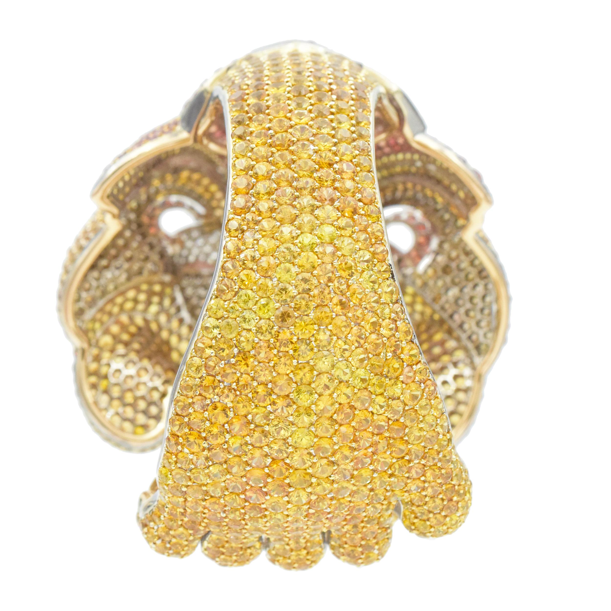 De Grisogono Diamond and Gemstone Lion Cuff Bracelet In Excellent Condition For Sale In New York, NY