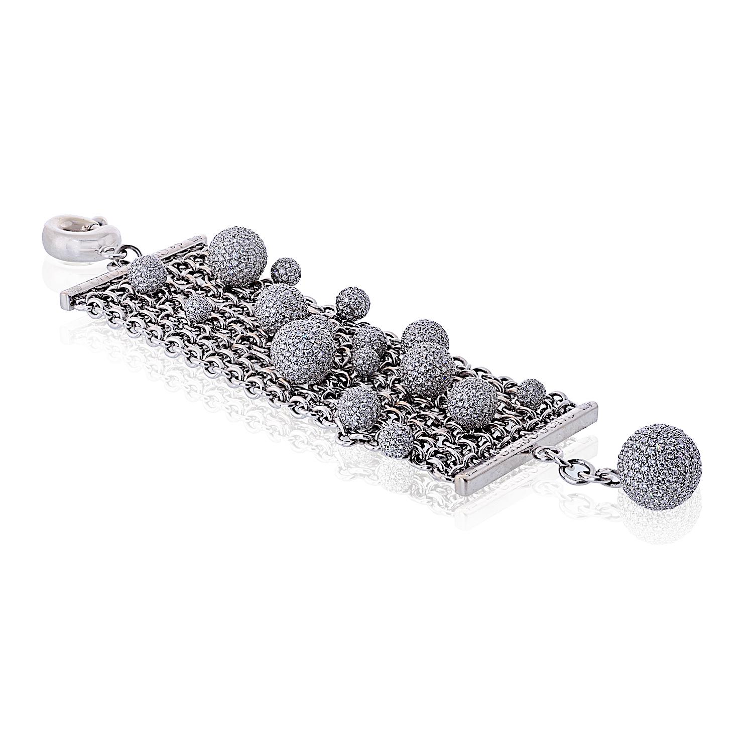 Moderno Bracciale de GRISOGONO con boule di diamanti in oro bianco 18 carati in vendita