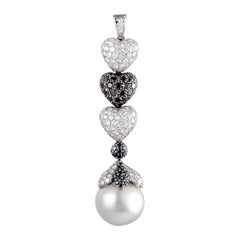de Grisogono Diamond Pave and Pearl White Gold Earrings and Pendant Set