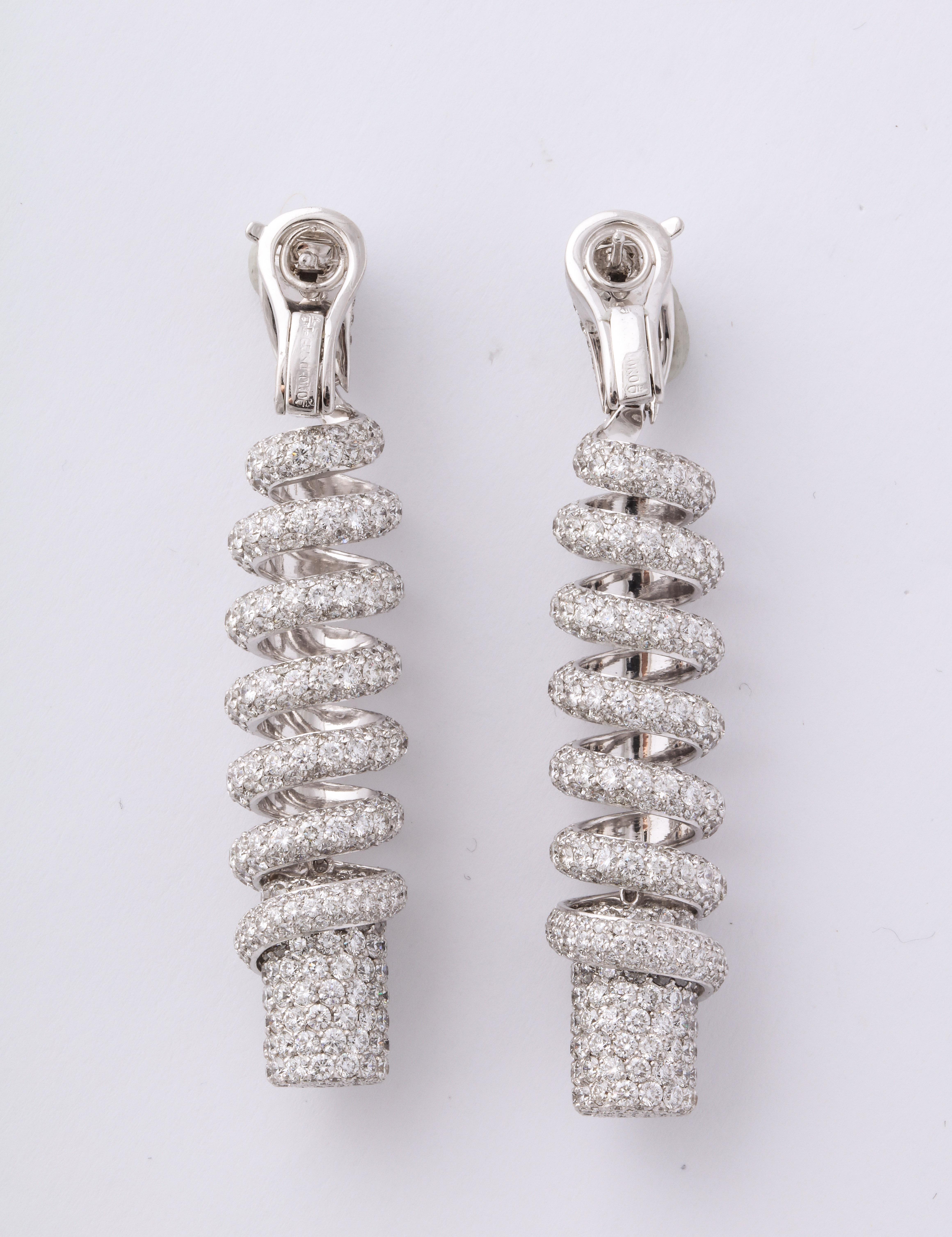 Women's de Grisogono Diamond Pave White Gold Snake Earrings