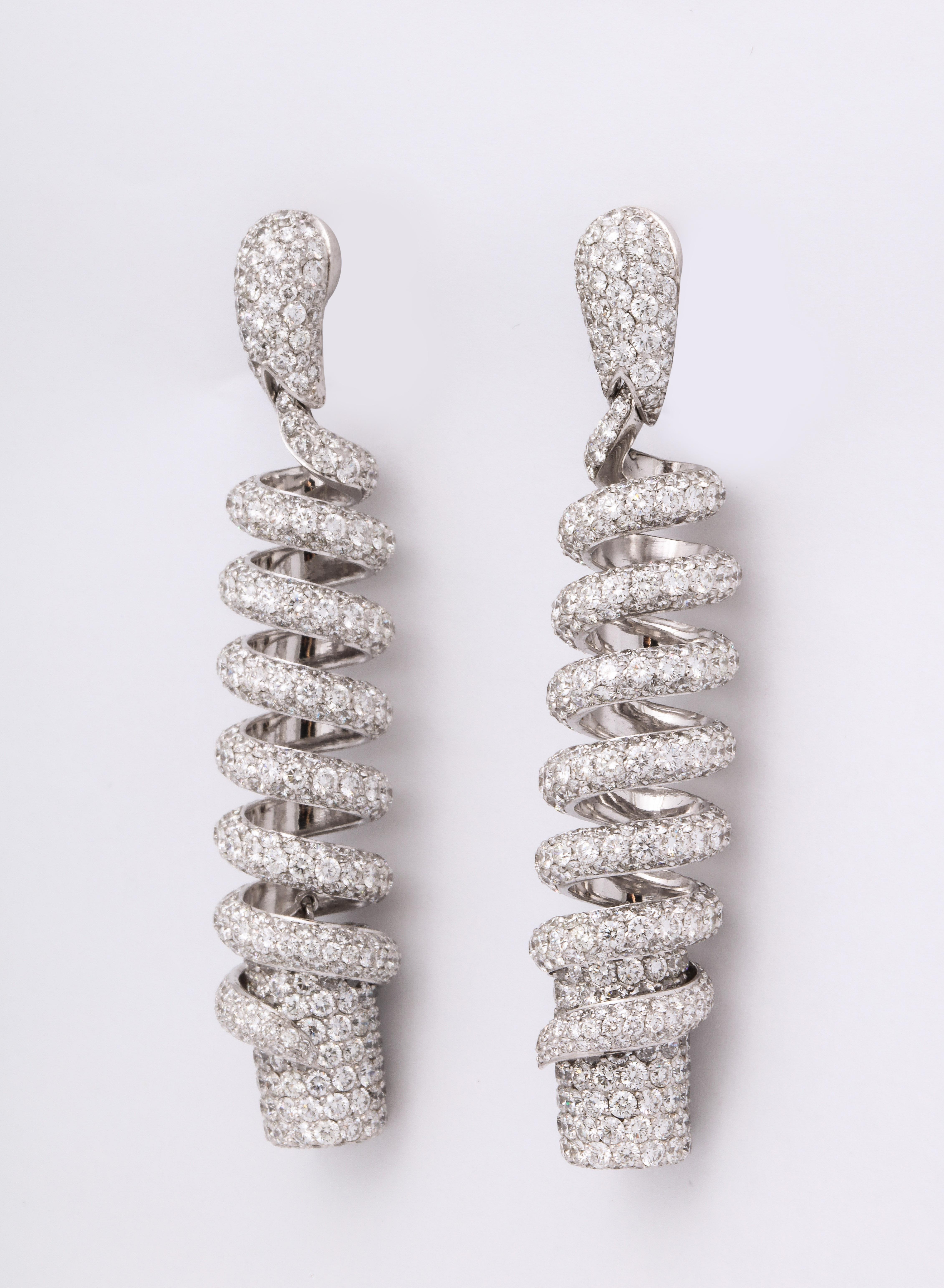 de Grisogono Diamond Pave White Gold Snake Earrings 1