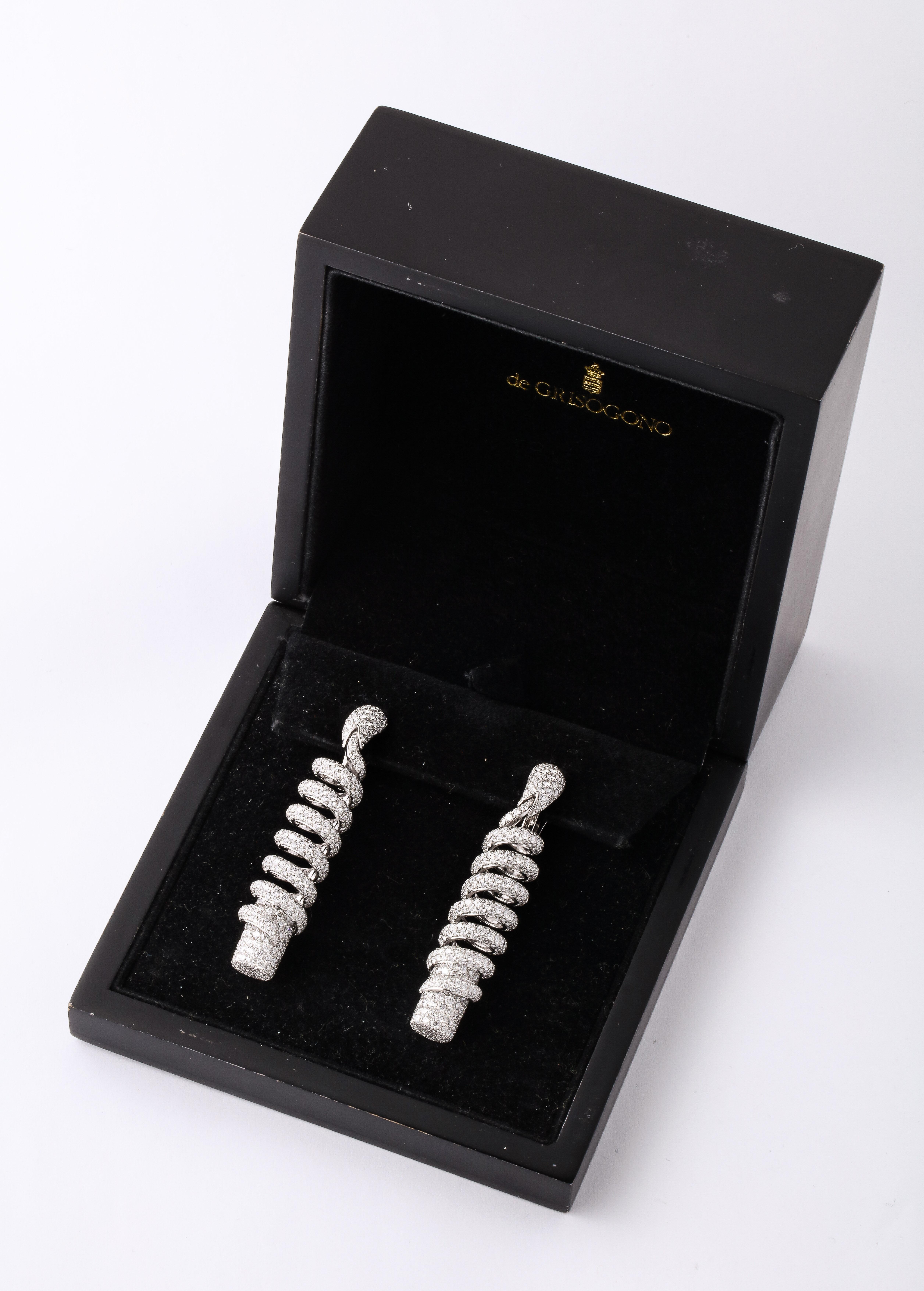 de Grisogono Diamond Pave White Gold Snake Earrings 2