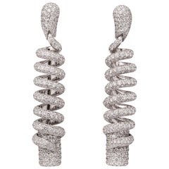 Vintage de Grisogono Diamond Pave White Gold Snake Earrings