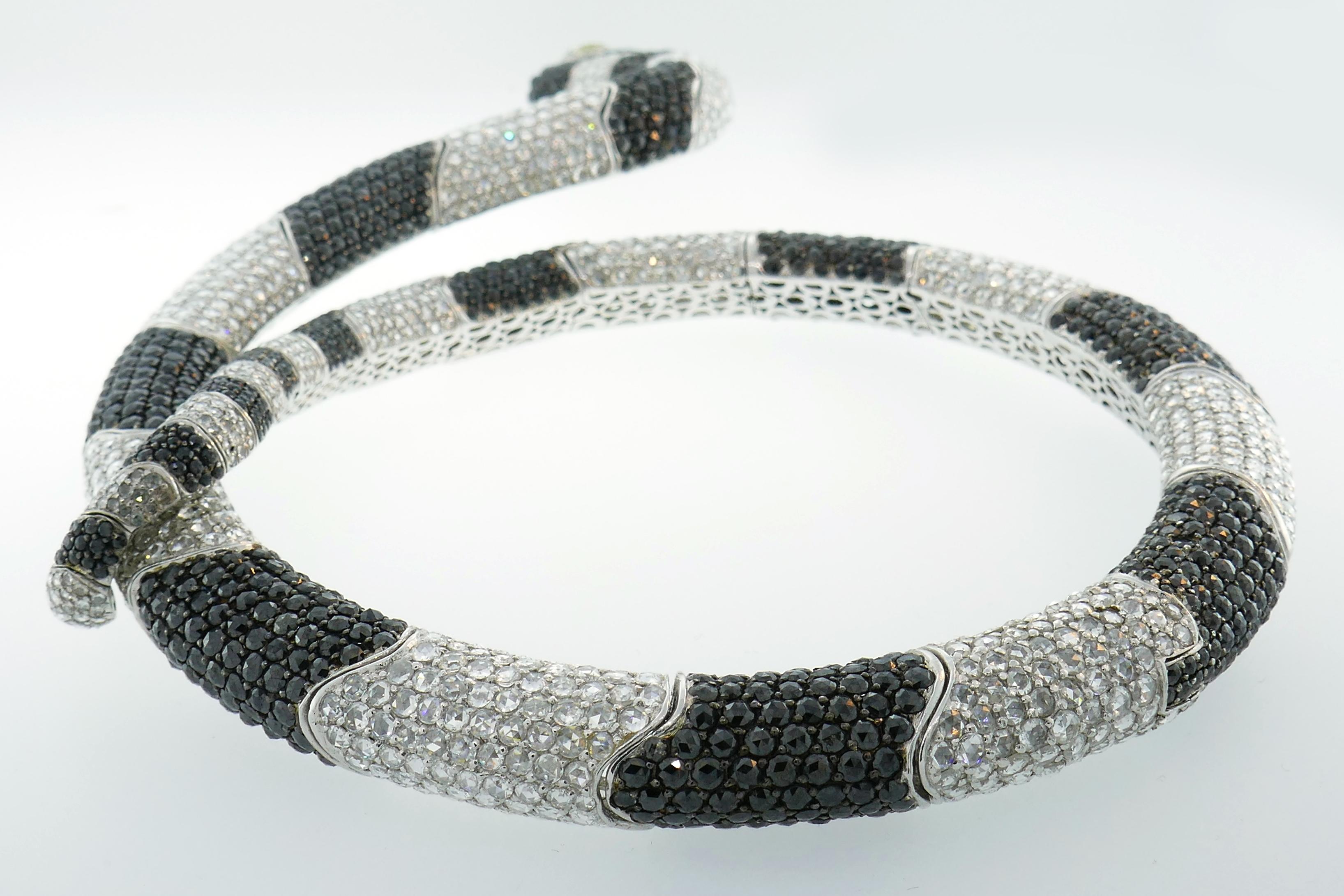 Modern De Grisogono Diamond White Gold Snake Necklace