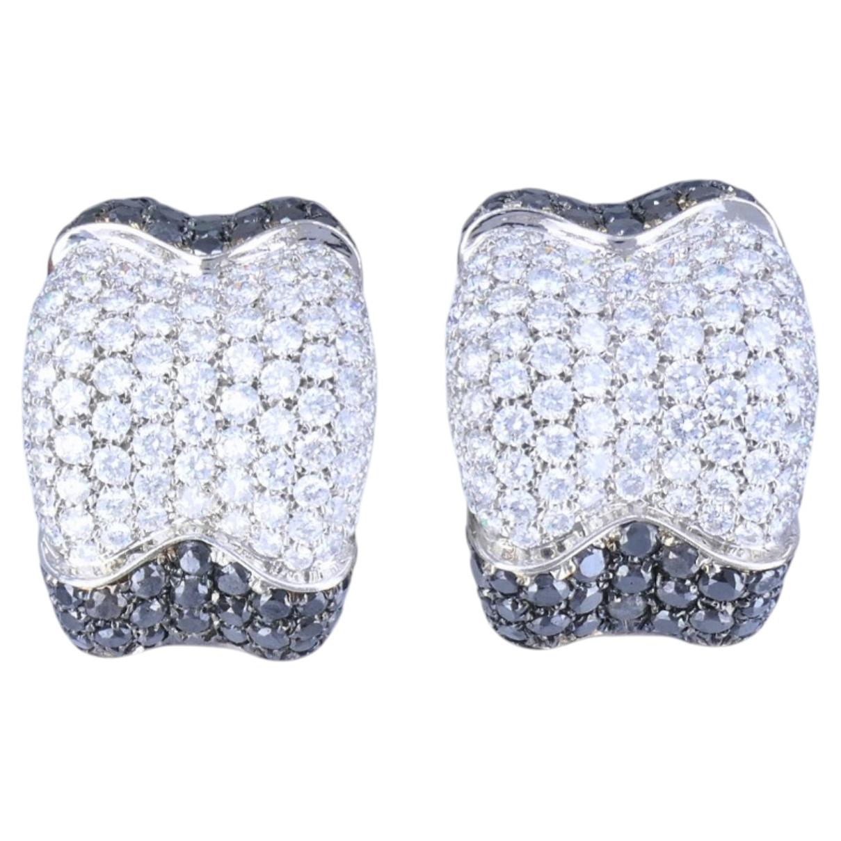 Orecchini De Grisogono: orecchini a cerchio in oro bianco 18k con diamanti neri